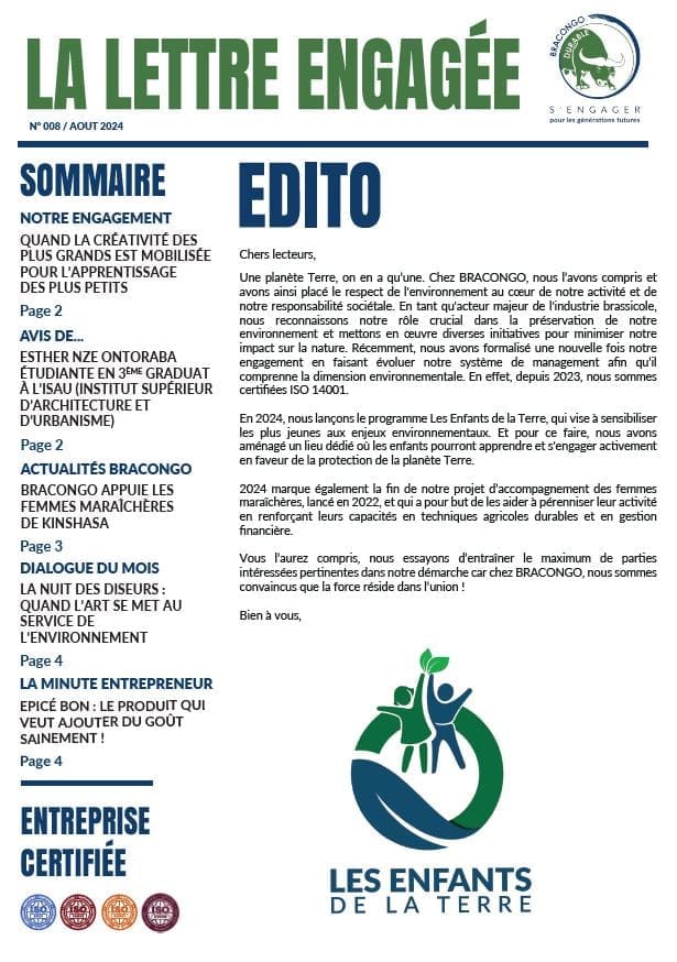 Nouveau numéro de La Lettre Engagée par BRACONGO! N08